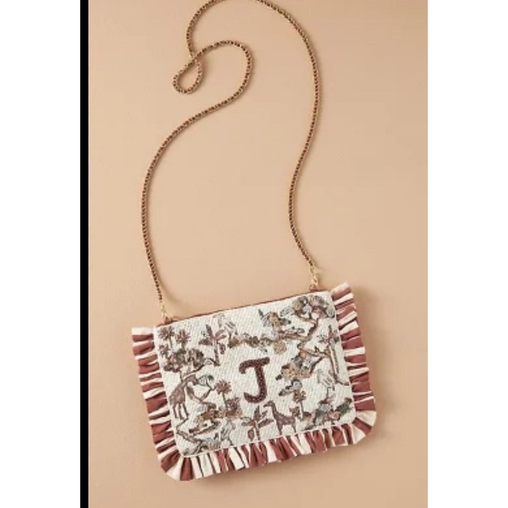 ANTHROPOLOGIE Beaded Monogram Letter J clutch NWOT Anna Harlow Russo